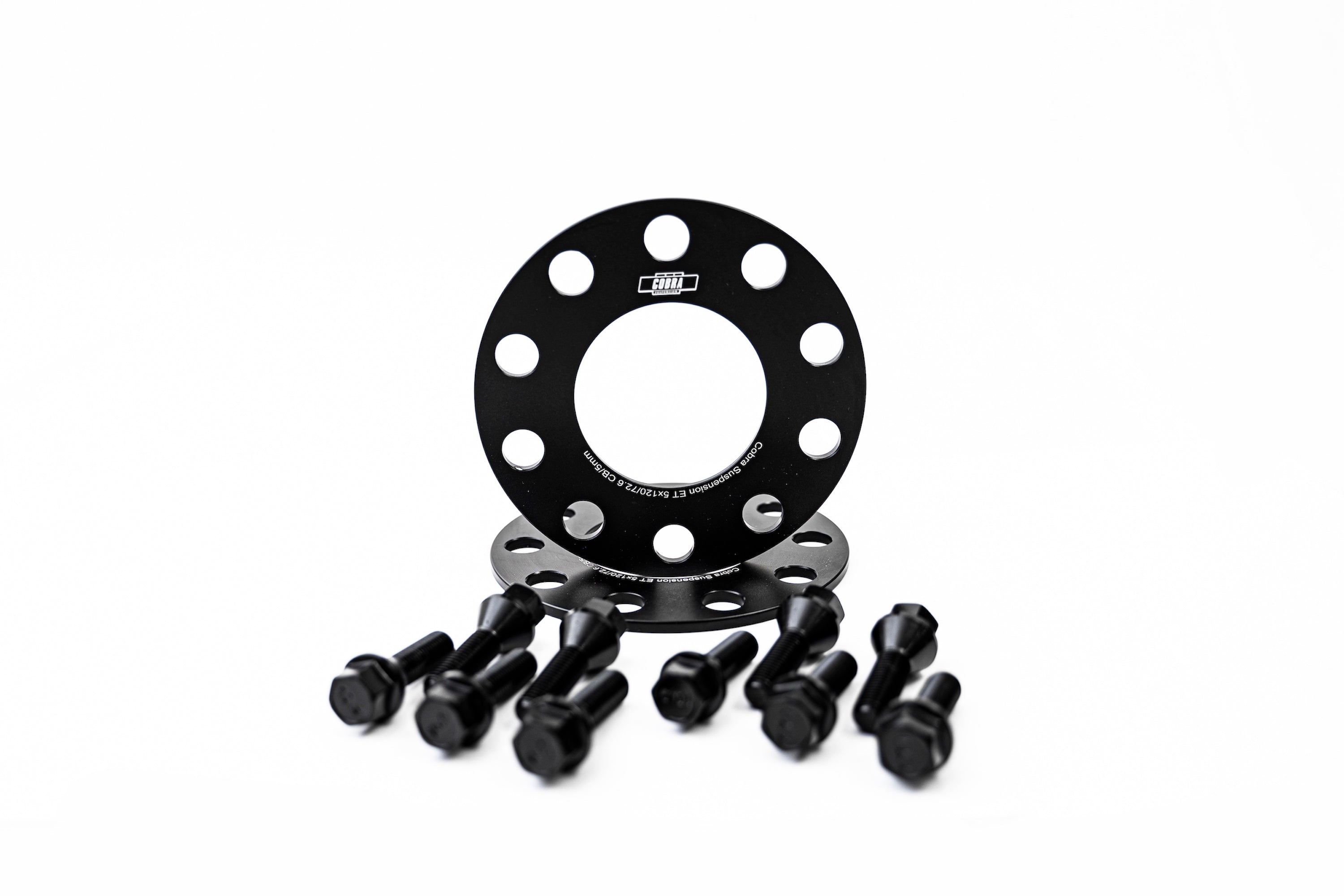 Cobra Suspension Wheel Spacers -  Wheel Spacers 5x120 CB72.6 5mm - Black Forged Spacer - No Hub Lip - 10pcs M14x1.25 L31mm G10.9 - FS5x120.726-5-M14